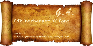 Günszberger Alfonz névjegykártya
